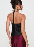 back view of model wearing Princess Polly Born To Be Top Black Sleeveless Sweetheart 