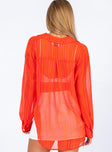 back view of model wearing Princess Polly Deacon Shirt Orange 