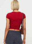 back view of model wearing Princess Polly Sutin Top Cherry Short Sleeves Crew Neck 