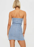 Marza Denim Strapless Mini Dress Blue