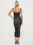 back view of model wearing Princess Polly Fire Away Maxi Dress Black Square Neck 