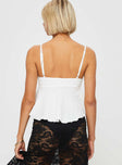 back view of model wearing Princess Polly Anwar Top White Sleeveless V-Neck 