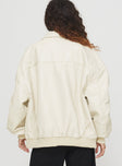 Goldsmith Faux Leather Bomber Jacket Cream