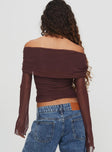 Serenah Mesh Off The Shoulder Top Brown