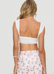 back view of model wearing Princess Polly Missey Top White Sleeveless Square Neck 