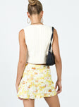 back view of model wearing Princess Polly Sloane Mini Skirt Yellow 