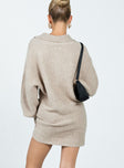 product Princess Polly Scoop Neck  Tiara Long Sleeve Knit Mini Dress Beige