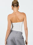 back view of model wearing Princess Polly Jacques Bodysuit Ivory Sleeveless Sweetheart 