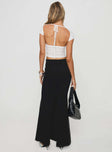 back view of model wearing Princess Polly Topping Maxi Skirt Black Tall Maxi 