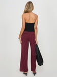 back view of model wearing Princess Polly Aquaville Pants Burgundy Pinstripe High Waisted Pants 