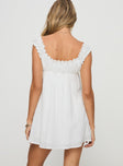 back view of model wearing Princess Polly Wittek Mini Dress White V-Neck 