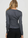 Long sleeve top Pinstripe print, square neckline, button fastening at front  Slight stretch, partially lined 