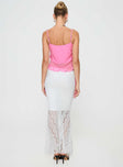 back view of model wearing Princess Polly Date Night Maxi Skirt White Maxi 