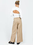 Front view of model wearing  front Princess Polly  Brunie Pants Beige