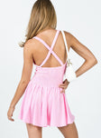 back view of model wearing Princess Polly Arden Mini Dress Pink 