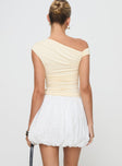 back view of model wearing Princess Polly Anglaise Bubble Hem Mini Skirt White Mini Skirts 