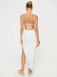 back view of model wearing Princess Polly Elestria Maxi Dress White Scoop Neck 