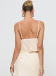 back view of model wearing Princess Polly Jacintha Top Cream Sleeveless V-Neck 