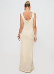 back view of model wearing Princess Polly Andiamo Maxi Dress Cream Scoop Neck 