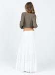 back view of model wearing Princess Polly Miriah Maxi Skirt White Low Impact Maxi 