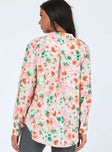 back view of model wearing Princess Polly Jaelin Shirt Floral Multi 