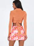 back view of model wearing Princess Polly Jeston Retro Square Tie Mini Skirt Multi 