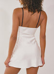 back view of model wearing Princess Polly Stassey Mini Dress White Square Neck 