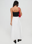 back view of model wearing Princess Polly Rhett Maxi Dress Black / White Straight Neck 