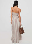 Kohana Strapless Maxi Dress Beige Stripe