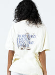 Front view of model wearing  front Princess Polly Half Sleeves Crew Neck  More Than Friends Oversized Top Off White