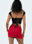 Mini skirt Elasticated waistband Slit at side