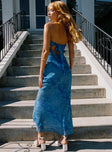 True Blue Strapless Maxi Dress Blue / Floral