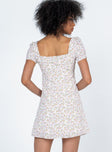 back view of model wearing Princess Polly Hastings Mini Dress White Floral 