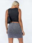 back view of model wearing Princess Polly Bohdi Mini Skirt Silver Mini Skirts 