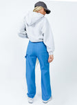 back view of model wearing Princess Polly Leisure Straight Leg Jeans Blue High Waisted 