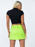 back view of model wearing Princess Polly Aisha Mini Skirt Green Mini Skirts 