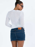 Front view of model wearing  front Brinkman Mini Skirt Dark Wash Denim Princess Polly  Mini Skirts 