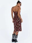 Front view of model wearing  front Princess Polly Crew Neck  Laren Midi Dress Red / Black