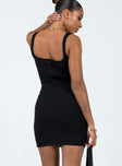 Front view of model wearing  front Princess Polly High Neck High Neck Scoop Neck  Ophia Mini Dress Black