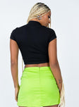 back view of model wearing Princess Polly Carenza Short Sleeve Top Black Short Sleeves High Neck 