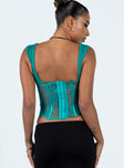 product Princess Polly Sleeveless Plunger  Some Like It Hot Lace Corset Teal