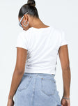 back view of model wearing Princess Polly Better Together Tee White Short Sleeves Crew Neck 