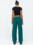 Front view of model wearing  front Princess Polly High Waisted Pants  Gama Parachute Pants Teal