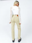 back view of model wearing Princess Polly Lou Jeans Beige High Waisted 