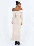 product Princess Polly Crew Neck  Lefler Off The Shoulder Maxi Dress Beige