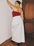 back view of model wearing Princess Polly Batkins Maxi Skirt Cream Curve Maxi 