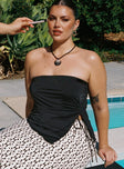 front view of model wearing Princess Polly Dessy Strapless Top Black Curve Sleeveless straight 