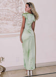 product Princess Polly High Neck High Neck  Armas Lace Trim Maxi Dress Green