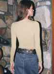 back view of model wearing Princess Polly Mallard Bodysuit Brown Tall Full Sleeves Scoop Neck 