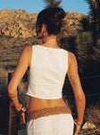 back view of model wearing Princess Polly Buttacupe Lace Corset Top White Sleeveless Scoop Neck 